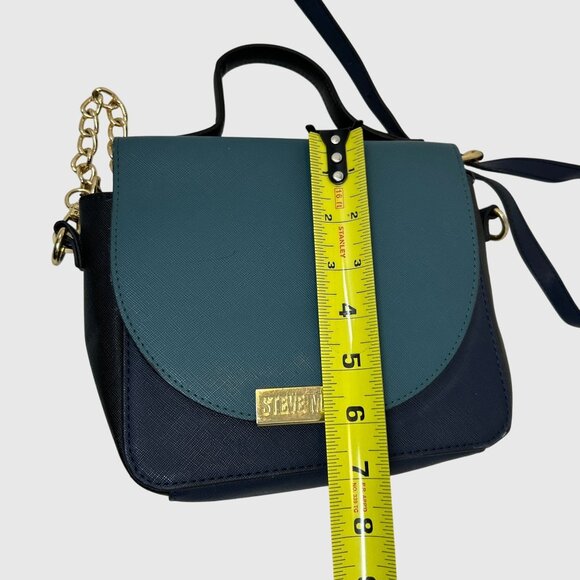 Steve Madden Mini Crossbody Purse Teal Navy Blue Gold Chain Strap - Picture 9 of 9